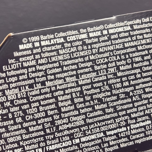 Barbie Doll Mcdonald's Nascar Racer Official #94 Bill Elliott Collectible 1999 - Picture 9 of 9